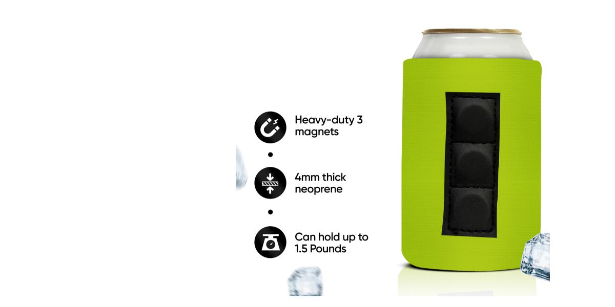 Magnetic can koozie 4mm thick neoprene 3 magnets heavy duty