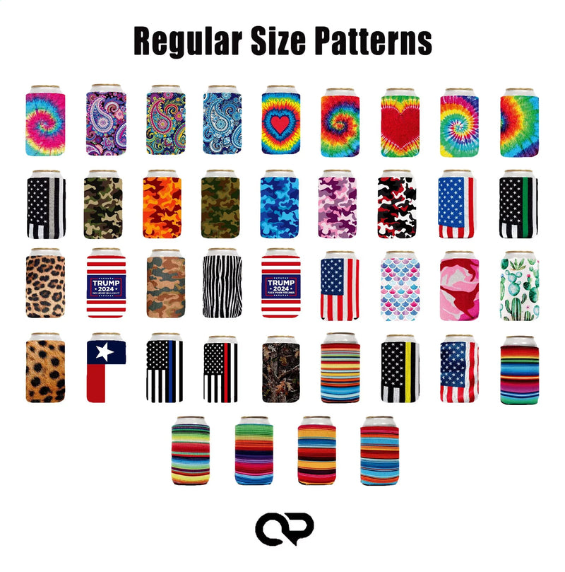 Personalized pattern can coolers — camo and print koozies