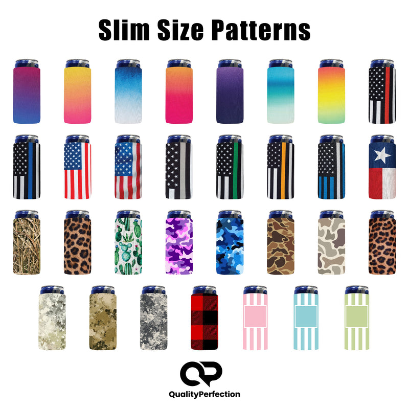 Slim Can Sleeves, Neoprene Premium 4mm Pattern - 25 Units, Bulk